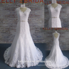 Sexy Wedding Gown Mermaid Hot Selling Wedding Dress Lace Applique Bridal Gown with Beaded Belt